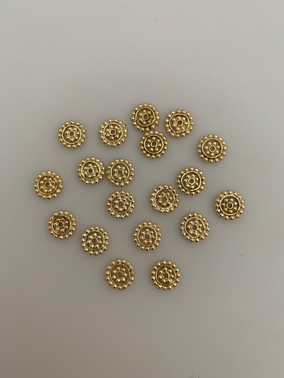 One   Strand of   Daisy Spacers - Gold Finish And silver Plated  spacers in 9mm+