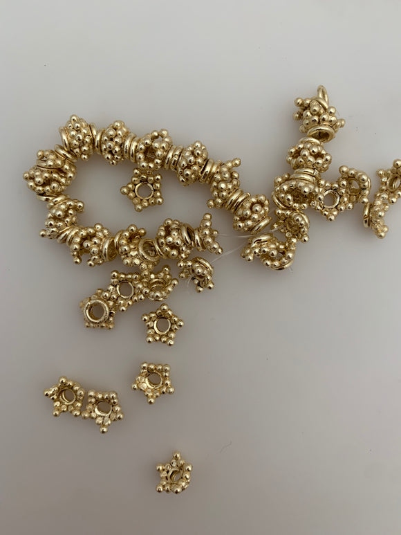 A Strand of Bead Caps, End Caps,Brushed Finish, E-Coated,Available in 2 Colors: Gold Finish & Silver Plated,About 45to48 caps, Size-10mmX6mm
