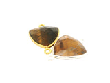 Tiger Eye Trillion 15mm One-Loop Bezel Setting – Gold Plated Over Sterling Silver or 925 Silver