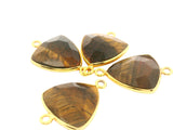 Tiger Eye Trillion 15mm One-Loop Bezel Setting – Gold Plated Over Sterling Silver or 925 Silver
