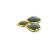 Labradorite Cushion Shape Bezel Pendant with Corner Loop – 12mm, 15mm, 18mm – Gold Plated Over Sterling Silver / 925 Silver – 1pcs