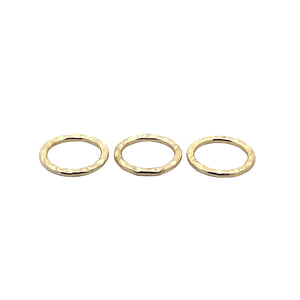 A Pack of Copper,Brass and Gunmetal Hammered Hoops  Rings, E-coated, Brushed Finish, Handmade Rings/Circles Available 7 size and three color