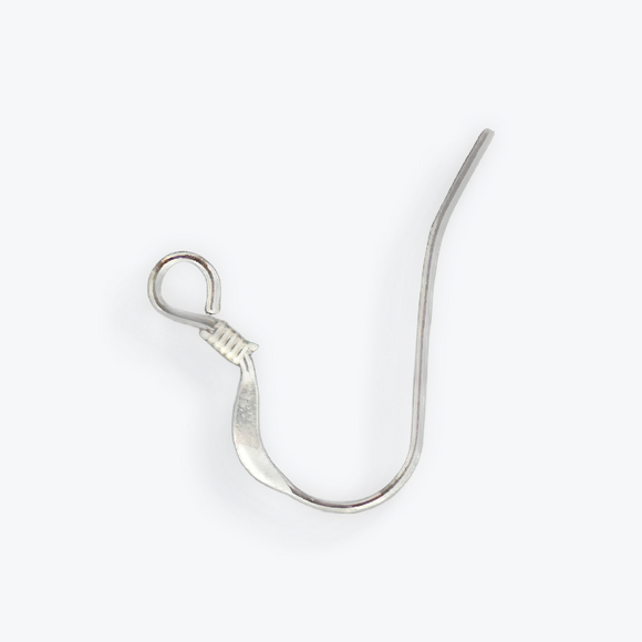 925 Sterling Silver Hammered Ear Wires | 14Pcs. Per Pack | Flat Ear Wire w/Coil | Size: 0.61mm thick and 19mm long | 7 Pairs | #EW9SS