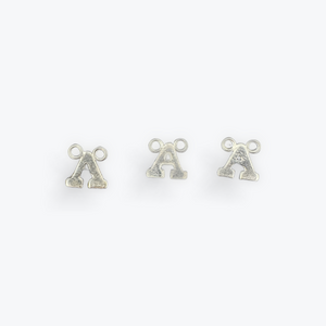 925 Sterling Silver "A" Letter Connector Charm With 2 Loops | 3Pcs. Per Pack | Size: 0.5mm Thickness | L27SS