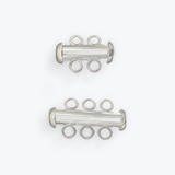 925 Sterling Silver Tube Clasps | With 3 and 4 Rows of Hoops  | Available Two Size: 4.3X16.0mm (Two Row) and 4.3X22.0mm (Three Row).