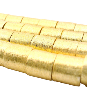 1 Strand of Cylinder/Barrel Shape Beads Brushed Finish e-coated 2 Colors- Gold finish Silver Plated And Six Size 4mX6mto 15mX8m