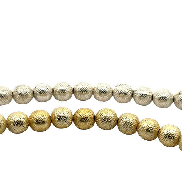 1 Strand of light weight Round Beads |Brushed Anti Tarnished Copper/Brass Beads Gold Finish And Silver Plated  25 Bead In a Strand  Size-8mm.