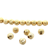 1 Strand of Brushed Finish Fancy Shiny Round Gold Finish Beads , E-coated Beads. Bead Size is: 8mm NO-89