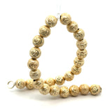 1 Strand of Brushed Finish Fancy Shiny Round Gold Finish Beads , E-coated Beads. Bead Size is: 8mm NO-89