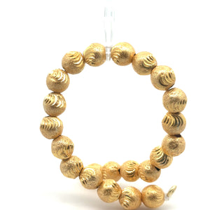 1 Strand of Brushed Finish Fancy Shiny Round Gold Finish Beads , E-coated Beads. Bead Size is: 10mm