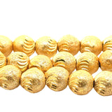 1 Strand of Brushed Finish Fancy Shiny Round Gold Finish Beads , E-coated Beads. Bead Size is: 10mm