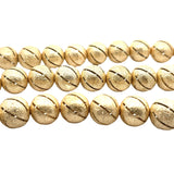 1 Strand of Brushed Finish Fancy   Round Gold Finish Beads , E-coated Beads. Bead Size is: 15mm