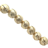 1 Strand of Brushed Finish Fancy   Round Gold Finish Beads , E-coated Beads. Bead Size is: 15mm