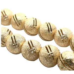 1 Strand of Brushed Finish Fancy Shiny Round Gold Finish Beads , E-coated Beads. Bead Size is: 15mm