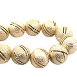 1 Strand of Brushed Finish Fancy Shiny Round Gold Finish Beads , E-coated Beads. Bead Size is: 15mm