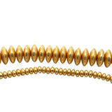 A Strand of Brushed Finish Disc Beads with Center Hole. Available in Gold Color, E-coated, Copper/Brass Bead,  Six Size- 6,8,10,12,14,16& 18mm.