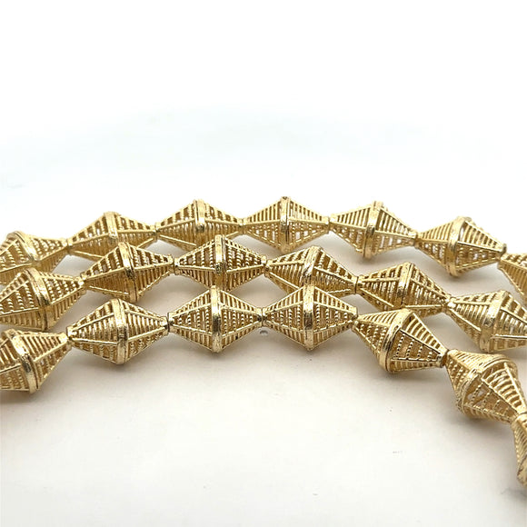 1 Strand Gold Finish And Silver Plated Bead Fancy Bead e-coated 11 Beads in a strand   Size: 18mmX12mm