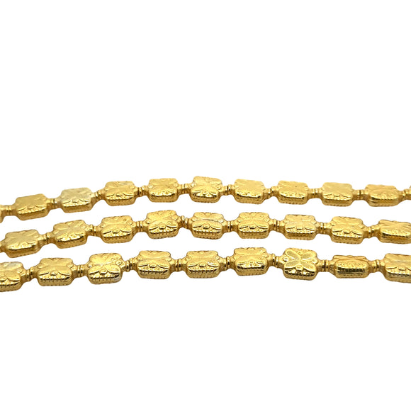 1 Strand of Designer Rectangular  Gold Beads ,Gold Finish and Silver Plated Beads, E-coated Beads Approx Size :15mmX10mmX7mm