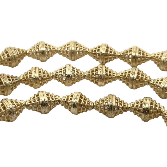 1 Strand Gold Finish And Silver Plated Bead Fancy Bead e-coated 11 Beads in a strand   Size: 18mmX12mm