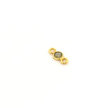 Mini Bezel Gemstone Connectors – Blue Labradorite or Rainbow Moonstone | 4mm Finished Size (3mm Stone) | 2 Loops | Sterling Silver or Gold Plated | Pack of 12