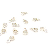 Mini Bezel Gemstone Charms – Blue Labradorite or Rainbow Moonstone | 4mm Finished Size (3mm Stone) | 1 Loop | Sterling Silver or Gold Plated | Pack of 12