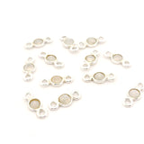Mini Bezel Gemstone Connectors – Blue Labradorite or Rainbow Moonstone | 4mm Finished Size (3mm Stone) | 2 Loops | Sterling Silver or Gold Plated | Pack of 12