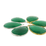 Green Onyx Bezel Pendant Pear Shape, Gold Plated And Sterling Silver  One Loop, Available TwoSize:18mmX25mm,15mmX18mm,1 Pc