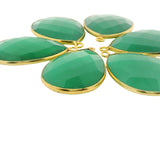 Green Onyx Bezel Pendant Pear Shape, Gold Plated And Sterling Silver  One Loop, Available TwoSize:18mmX25mm,15mmX18mm,1 Pc
