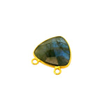 Trillion Shape Blue Labradorite Connector Bezel – 15mm, 2 Loops, 925 Sterling Silver and Gold Plated Silver, Jewelry Link, 1 Pcs