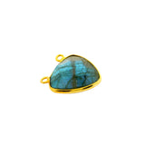 Trillion Shape Blue Labradorite Connector Bezel – 15mm, 2 Loops, 925 Sterling Silver and Gold Plated Silver, Jewelry Link, 1 Pcs