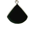 Black Onyx Qtr Circle Shaped Bezels, One  Loop -  925 Sterling Silver, Size: 17mm, 1Pc.