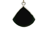 Black Onyx Qtr Circle Shaped Bezels, One  Loop -  925 Sterling Silver, Size: 17mm, 1Pc.