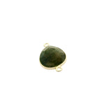 Pear Shape Labradorite Connector Bezel – 12x15mm, 925 Sterling Silver, 2 Loops, Handcrafted Gemstone Link, Gold Plated Option