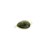 Pear Shape Labradorite Connector Bezel – 12x15mm, 925 Sterling Silver, 2 Loops, Handcrafted Gemstone Link, Gold Plated Option