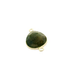 Pear Shape Labradorite Connector Bezel – 12x15mm, 925 Sterling Silver, 2 Loops, Handcrafted Gemstone Link, Gold Plated Option