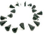 Natural Black Spinel Faceted Bullet Cone Gemstone Beads (10 × 14 mm) - Strand of 19