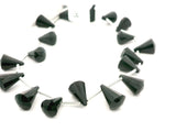 Natural Black Spinel Faceted Bullet Cone Gemstone Beads (10 × 14 mm) - Strand of 19
