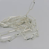 Paperclip Chain Thick Paper Clip Sterling Solid  Silver Chain Rectangular Triangle Wire  1mm  Chain, Size 11.4mmX4.2mm | 1 Foot