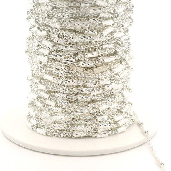Sterling Silver Chain, 925 Sterling cable chain with crimped D/C tube size: 1.8mm | 1 Foot