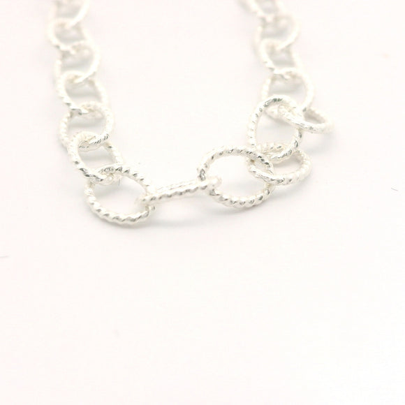 Sterling Silver Chain, 4.1mmX5.4mm Cable Chain With Knurled wire, White Silver | 1 Foot