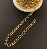 3 Feet of Gold Plated Brass Flat Chain | Flat Brass Chain Electroplated and Gold Plated | Size: 3.5mmX5.3mm | CHN14BM