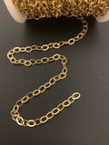 3 Feet of Gold Plated Brass Flat Chain | Flat Brass Chain Electroplated and Gold Plated | Size: 3.5mmX5.3mm | CHN14BM