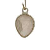 Rose Quartz Connector – 1 Piece, Pear Shape, 9x12mm – Real Gold Plated & 925 Sterling Silver, One Loop