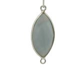 One Piece a Pack Connector Sterling Silver 925 Blue Opal  Marquise Shape, Size : 11mmX22mm.