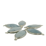One Piece a Pack Connector Sterling Silver 925 Blue Opal  Marquise Shape, Size : 11mmX22mm.