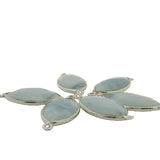 One Piece a Pack Connector Sterling Silver 925 Blue Opal  Marquise Shape, Size : 11mmX22mm.