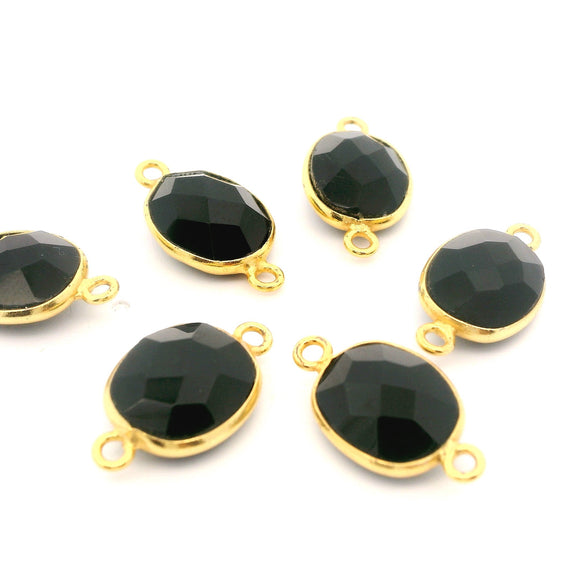 Black Onyx Oval Shape Bezel Pendant – 10mmx15mm & 9x11mm, Two Loop, 925 Sterling Silver and Gold Plated Silver, 1 Pcs
