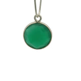 Coin-Shaped Green Onyx Bezel – One Loop, 925 Sterling Silver and Gold Plated Over Silver, 11mm 1 Pcs.