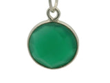 Coin-Shaped Green Onyx Bezel – One Loop, 925 Sterling Silver and Gold Plated Over Silver, 11mm 1 Pcs.
