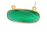 Oval Green Onyx Bezel Connector – Gold Plated Over 925 Sterling Silver, 10x24mm, 1Pc.